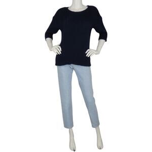 Calypso St Barth Navy Blue Mohair Wool Blend Sweater